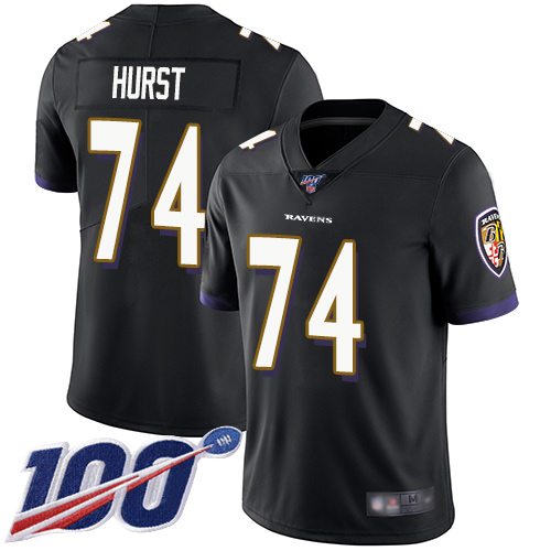 Baltimore Ravens Limited Black Men James Hurst Alternate Jersey NFL Football #74 100th Season Vapor Untouchable